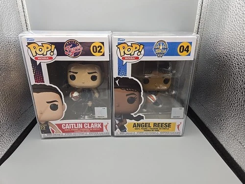 Funko Pop! WNBA Caitlin Clark and Angel Reese Figure Set of 2 with Protectors