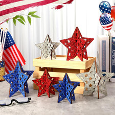 12 Pieces 4Th of July Wooden Star Signs 250Th Anniversary Patriotic Tiered Tray