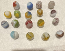 Vintage lot of 18 Glass Toy Marbles Mixed Colors Swirl Style Machine Made