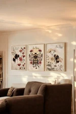 Bee Positive Canvas Print Set of 3 Unframed 30 x 40 cm