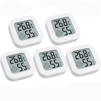 5 Stück Mini LCD Digital Thermometer Hygrometer Luftfeuchtigkeit Slim Klein