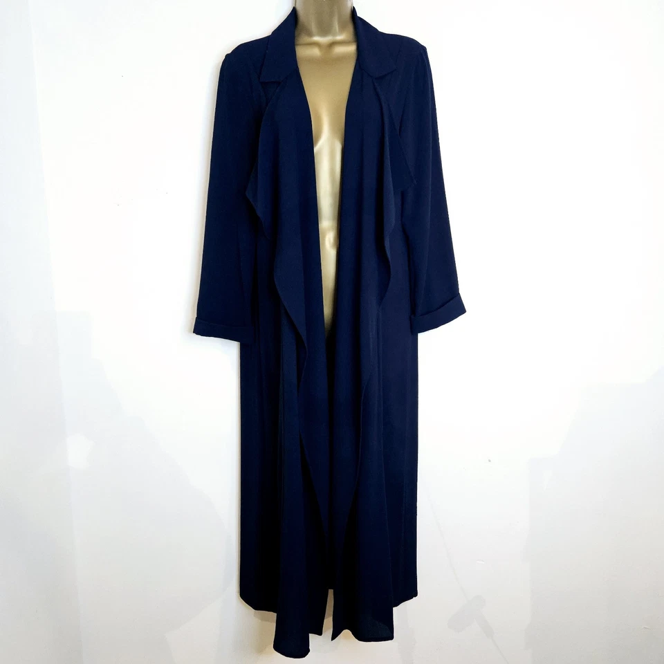 NEW Ex ROMAN 10-22 Navy & Black Longline Waterfall Crepe Chiffon Blazer Jacket - Image 3 of 4