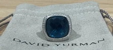 David Yurman Sterling Silver 14mm Albion Ring Hampton Blue Size 6
