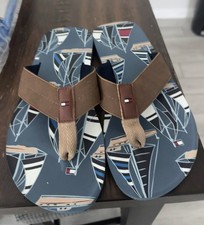 Sandalias chanclas Tommy Hilfiger informales de moda para hombre talla 12. Nuevo, azul marrón.