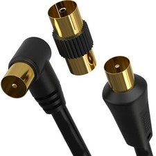 Coaxial TV Aerial Cable Coax Right Angled Extension Lead Antenna RF 1m to 10m