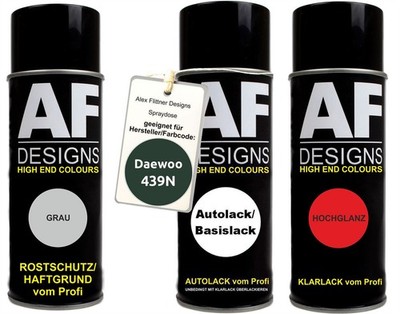 Spraydose Set für Daewoo 439N Oak Green Perl Autolack Klarlack Grundierung Spray