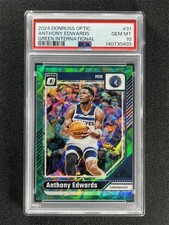 1/25 JSY# 1/1 2024-25 Donruss Optic Anthony Edwards #31 Green Scope PSA 10 POP 2