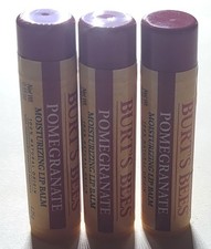 Lot Of 3 Tubes Burt's Bees 100 Natural Moisturizing Lip Balm, Pomegranate
