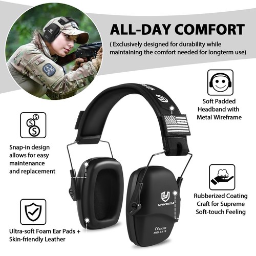 Tactical Ear Protection Safety Earmuffs for Shooting, NRR 25dB Passive Noise ... - Picture 2 of 9