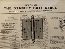 Vintage Poster Explaining The Stanley Butt Gauge/ Woodworking Information Poster