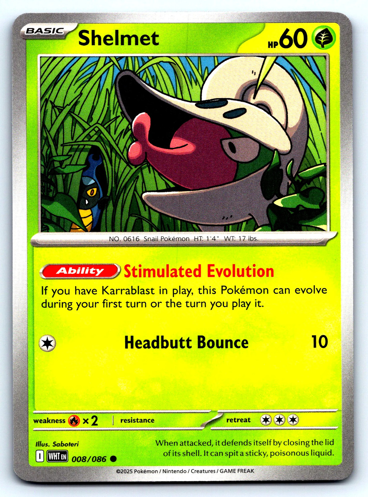Shelmet White Flare #8 Common Saboteri NM Pokemon Card
