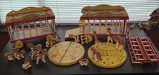 Vintage 1962 Fisher Price 900 Circus Wood Wagon Pull Toy Set Of 2