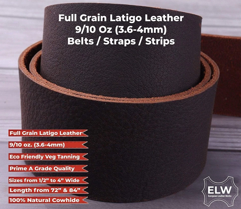 ELW Brown Latigo Leather 9-10oz (3.6-4mm) Straps, Belts, Strips, Leather Craft - Image 3 of 4