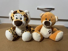 2x Cuddles Collection Card Factory Paw Print Leopard & Bear Soft Toy Plush 5"