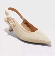Women's Milan Pearl Slingback Heels - A New Day Size 7.5 Bin 6