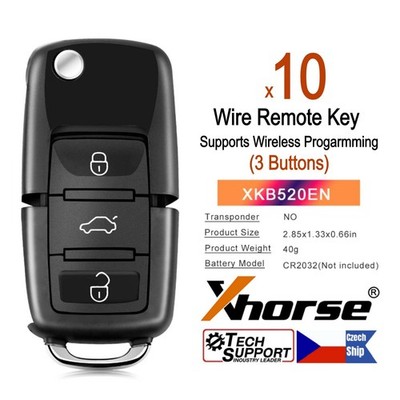 10x Xhorse Smart Universal Wire Remote Key B5 Flip 3 Buttons XKB520EN for VVDI2