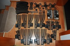 66 alte Fleischmann Spur 0 Schienen Gleise Kreuzungen Weichen mit Pappschwellen