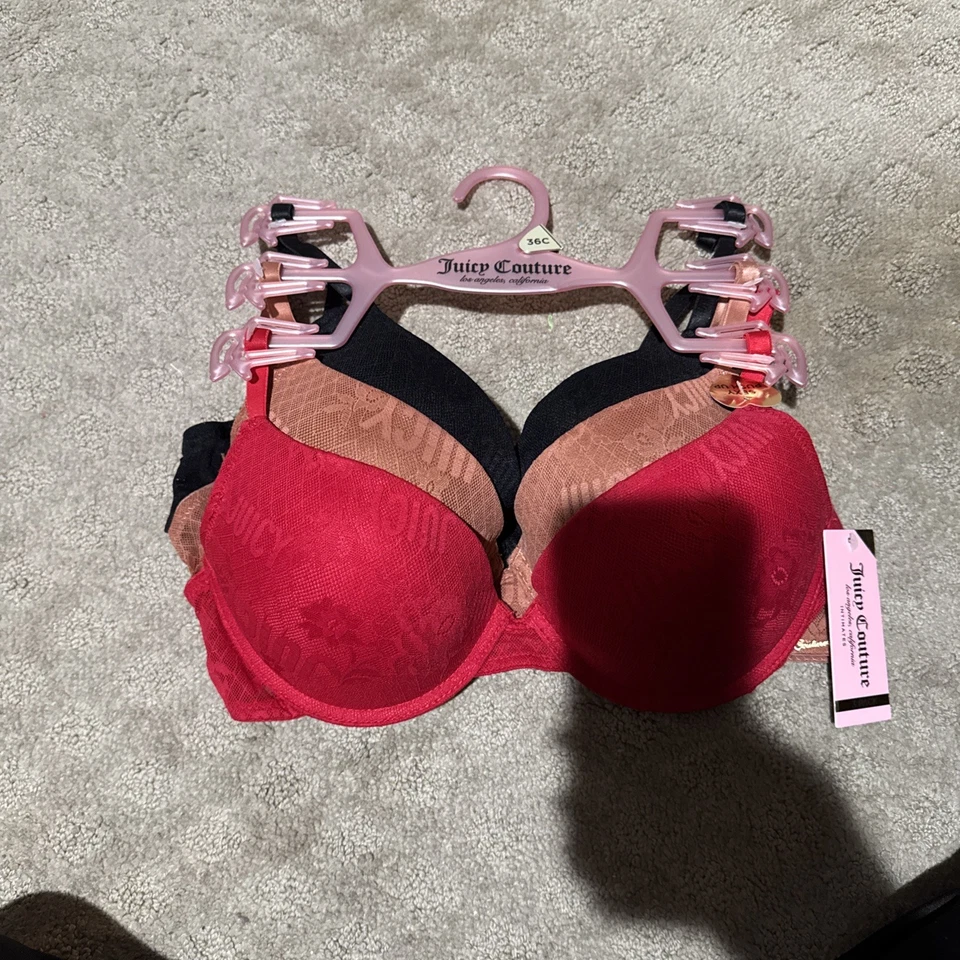 Sujetadores push up de encaje multicolor Juicy Couture Intimates 3pk. Talla 36C. ¡NUEVO CON ETIQUETAS! Foto 2 de 4