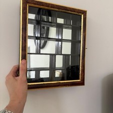 Vintage Wooden Glass Wall Display Cabinet Shadow Box 30cm Gold