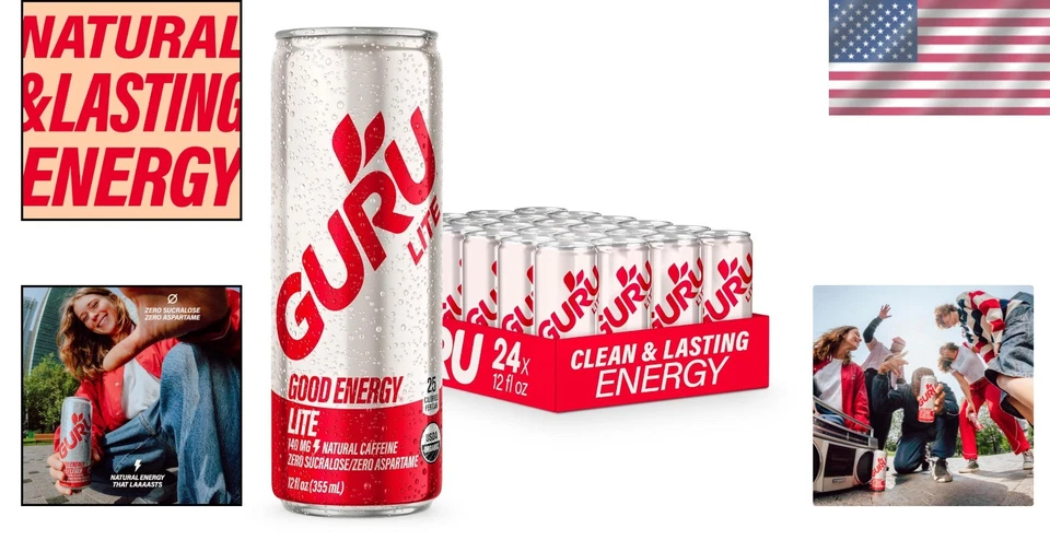 Bebida energética ligera orgánica - baja en calorías, sin gluten Foto 2 de 4