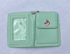 Claire  s Mint Green Small Trifold Wallet Mushroom Emblem  Keychain Ring Holder