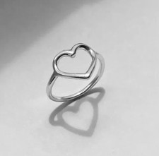 Solid 925 Sterling Silver Heart Band Ring Handmade Christmas Gift Ring All Size