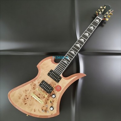 Gold Part MG Hide X Burl Top Electric Guitar Bone Nut Rounded Stainless Fret