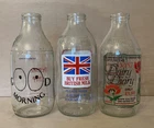 3 X Vintage Unigate Milk Bottles - 1 Pint Advertising Glass