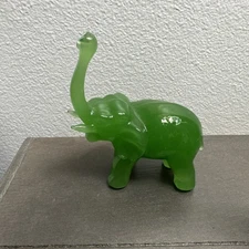 Vintage Green Jade Elephant Figurine