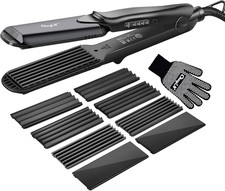 Hair Crimper, Ckeyin Professional Crimping Iron and Straighter with Heat Resista