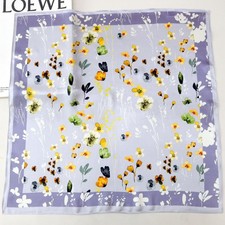 Taro Purple Flower Print 100 Mulberry Silk Shawl Scarf Necktie Kerchief 21"