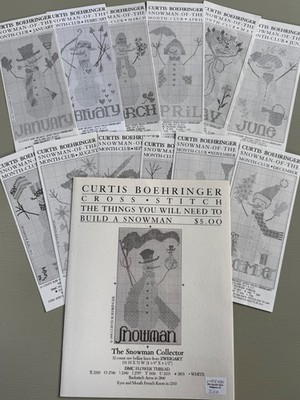 Full Set of Curtis Boehringer Snowman of the Month Club Cross Stitch Patterns