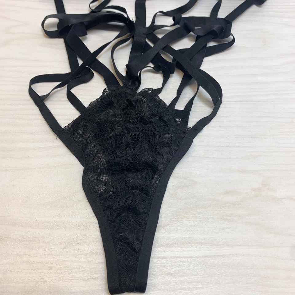 Victoria's Secret Strappy Lace Teddy Boned Unlined Bodysuit Black Size L - Image 3 of 4