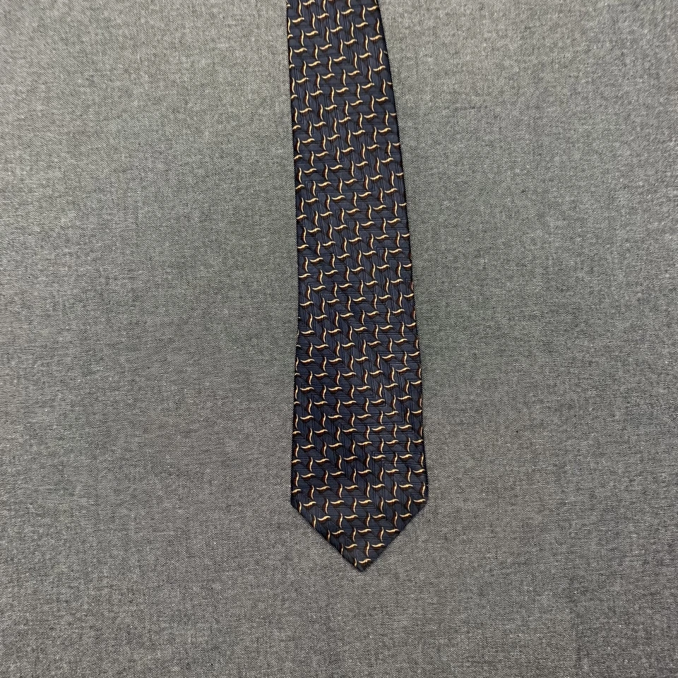 Corbata NEO Bill Blass para hombre azul patrón geométrico seda clásica de negocios Foto 2 de 4