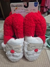 NWT Dearfoams Santa Christmas Slippers, Memory Foam, Men  s 11-12 Women  s 13-14