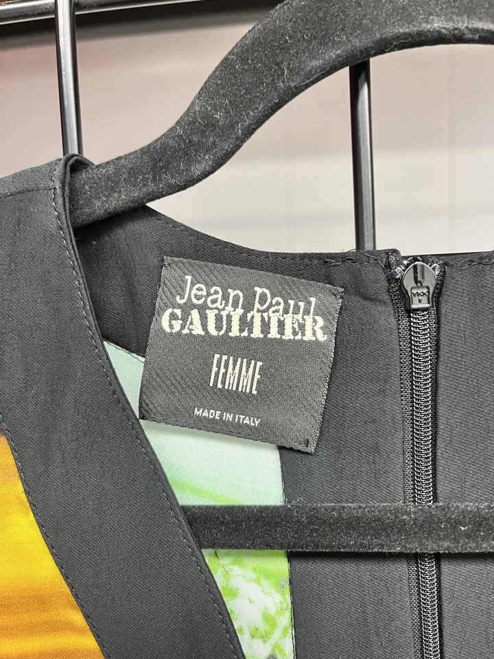 Vestido Vintage JPG Jean Paul Gaultier Mujer Tono Joya Seda Talla Pequeña Foto 4 de 4