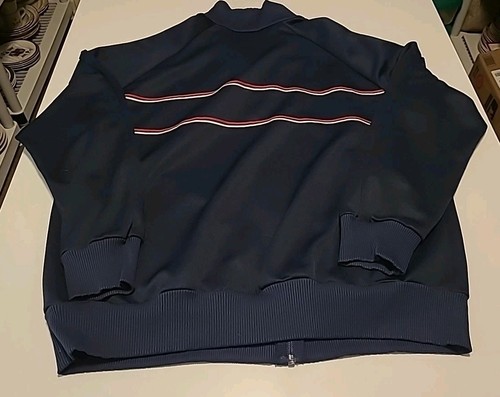 Vintage Adidas 1980's Navy Blue Bomber Stripe Track Jacket Full Zip Trefoil XL - Bild 5 von 8