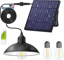 Solar Shed Light Outdoor Pendant Light with 4000Mah Solar Panel Warm/White Dimma