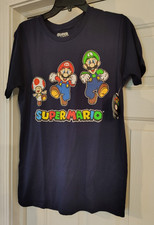 Super Mario Nintendo Shirt Official Luigi Toad Navy Blue XL 46-48 
