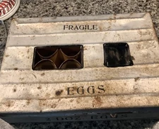 S•Vintage Metal Egg Carrier Crate for 2 Dozen Eggs