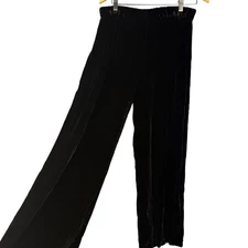 VTG East Valley Road Black Velvet Pants Rayon Silk Blend High Rise Wide Leg Luxe
