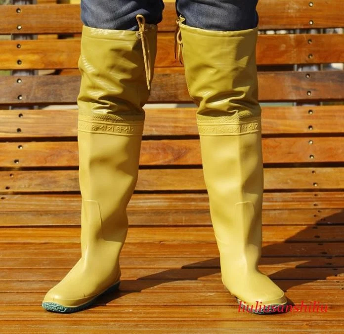 Men's Women's Flats Waterproof Over Knee High Boots Anti-slip Rain Shoes Fishing