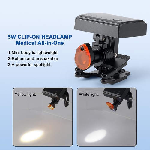 Faro proiettore a clip medico odontoiatrico chirurgico LED 5W per lenti d'ingrandimento binoculari - Foto 6 di 25