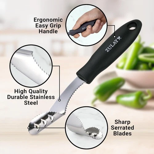 Zulay Kitchen Jalapeno Corer and Seed Remover - Thumbnail 3