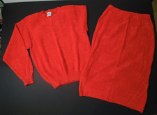 VINTAGE CENTENNIAL KNITS LTD HOLIDAY RED  SILVER 2PC SWEATER DRESS  NO SIZE