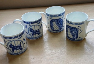 4x Crown Trent Becher 2x Cat And Chillies 2x Dog And Peas Fine Bone China