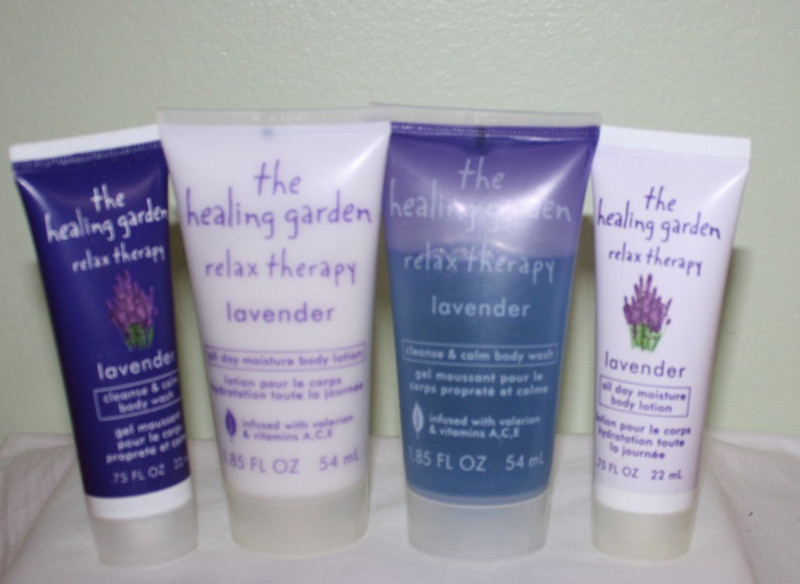 4 Lot  Healing Garden Relax Therapy Lavender  2 Lotion + 2 Body Wash