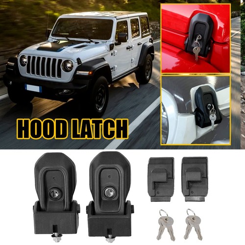 Black Aluminum Hood Latch Locking Kit For Jeep Wrangler JK JKU 2007-2018