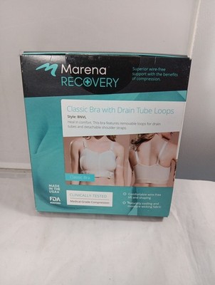 Marena Recovery Compression Classic Bra W/ Drain Tube Loops BNVL 38/40 Black 