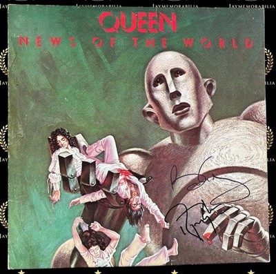 SIGNIERT BRIAN MAY ROGER TAYLOR QUEEN NEWS OF THE WORLD VINYL SELTEN ACG ZERTIFIKAT 